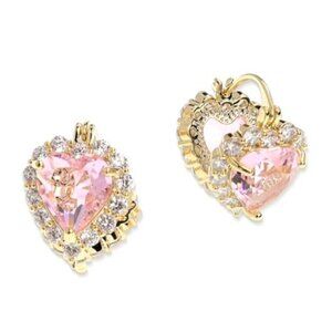 Pink Heart Rhinestone Earrings